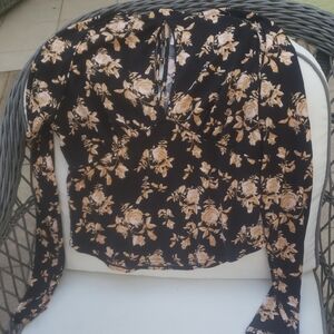 FREE PEOPLE Floral Top Long Sleeve XL